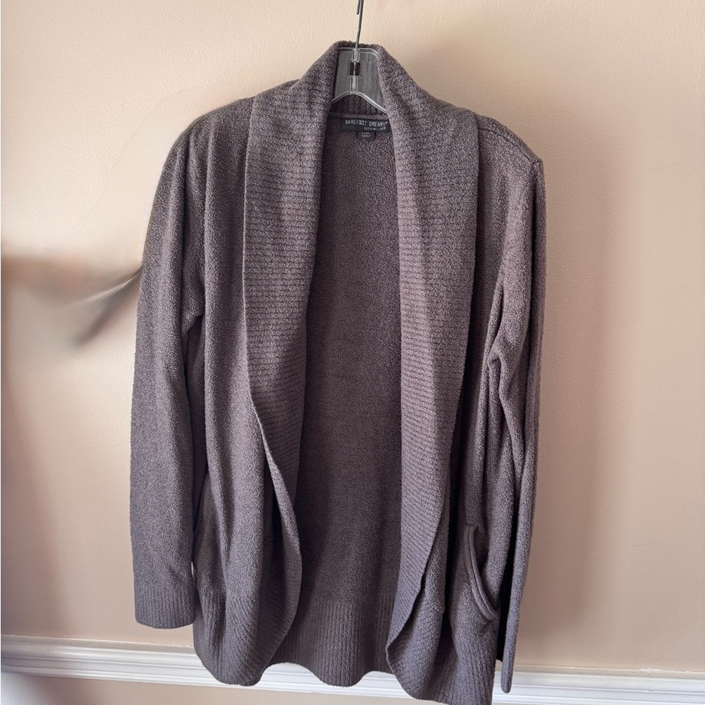 Casual Open-Front Barefoot Dreams Cardigan in dark grey